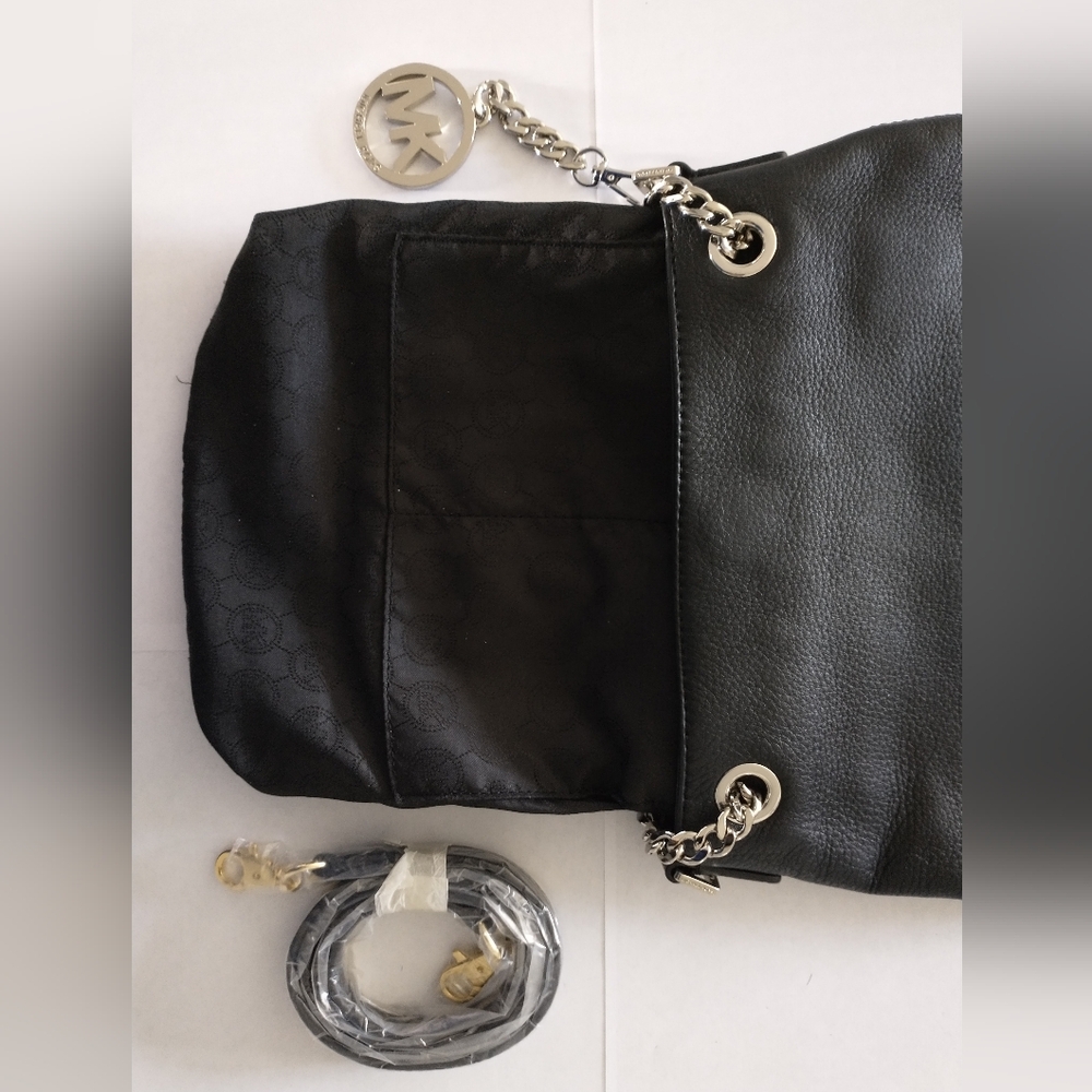 Michael Kors Black Leather Chain Shoulder & Crossbody Bag - Picture 10 of 11